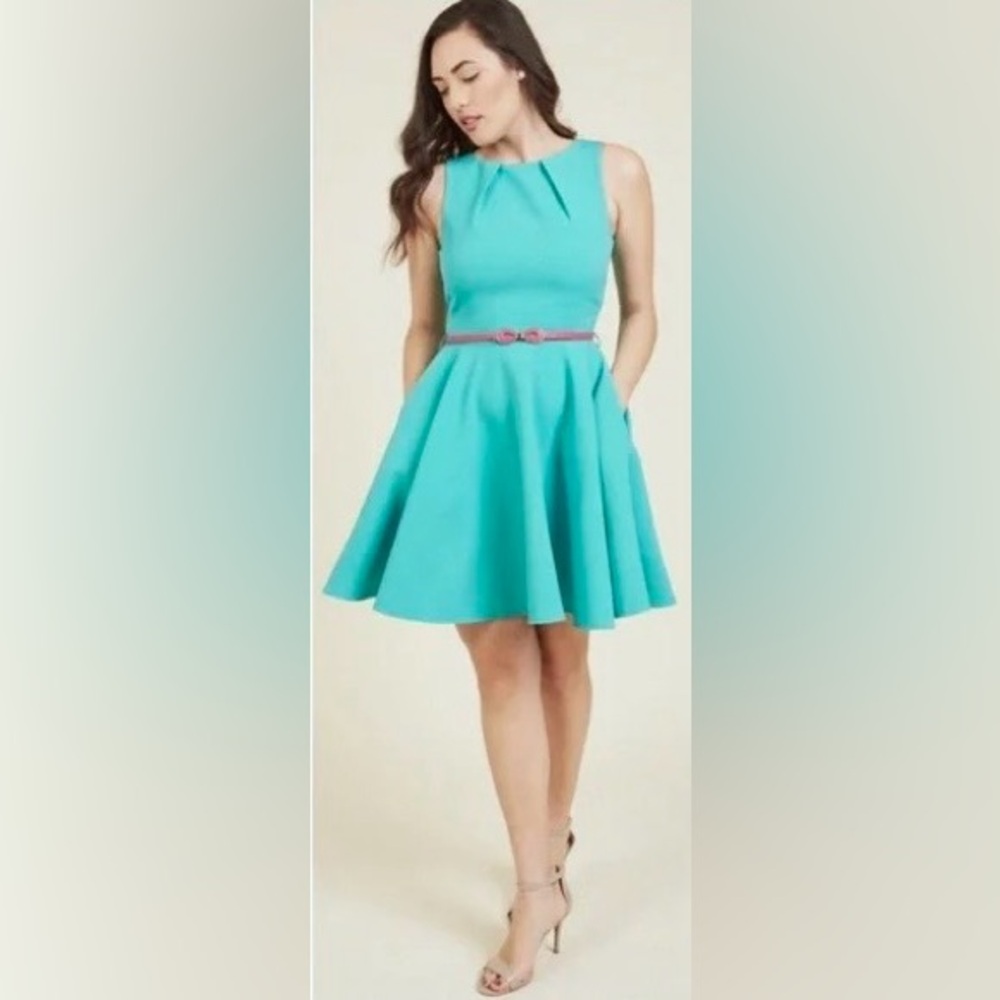 Closet London Robin's Egg Blue Fit and Flare Dress Like New US 12 / UK 16